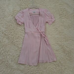 Aritzia Sunday Best Coronation baby Pink wrap dress with tie detail